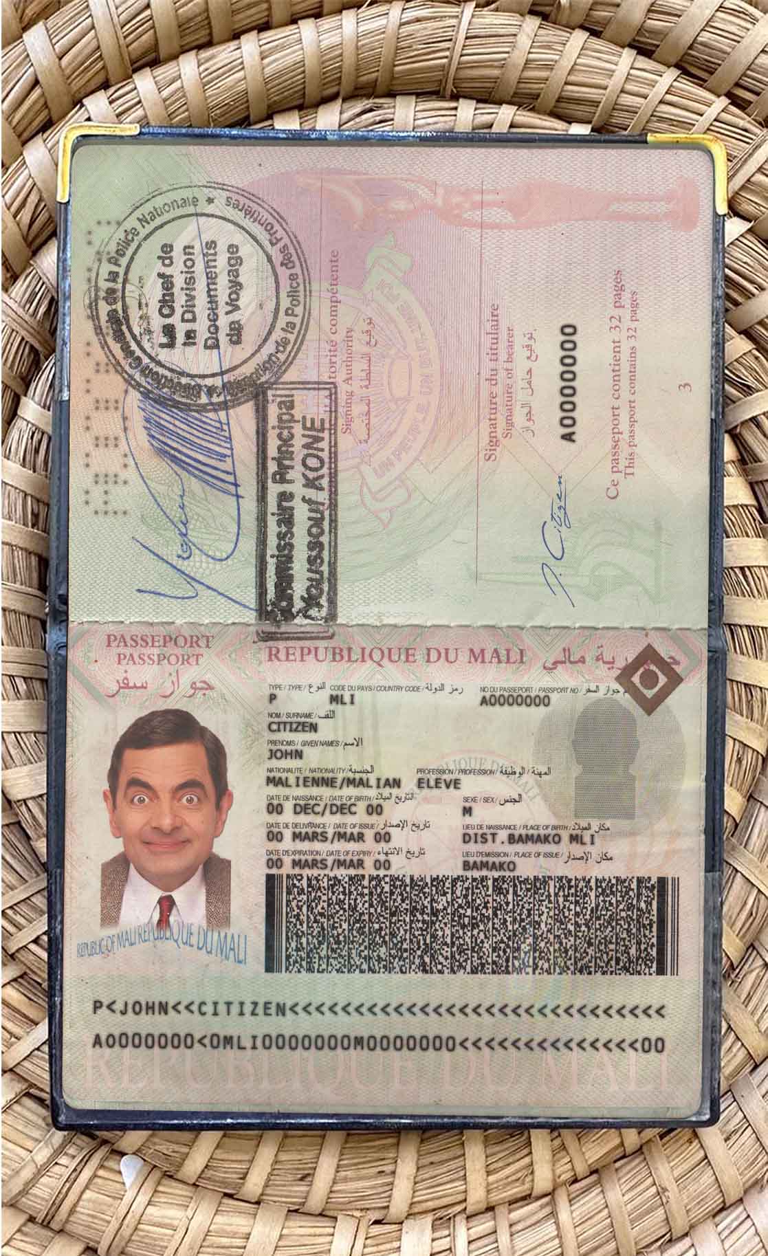 Mali passport photo look PSD template